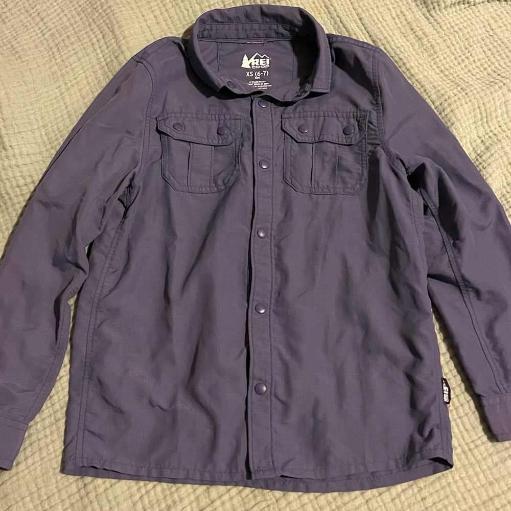 REI Blue Button Down Shirt Classic Cotton Blend
